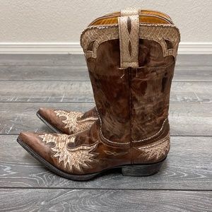 RARE OLD GRINGO Eagle Inlay Brown Leather & Python Cowboy Boot Mens Size 8 D NEW